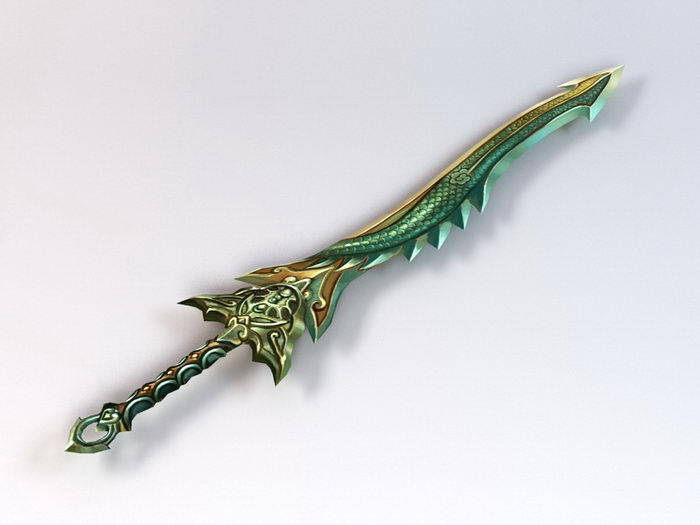 Green Dragon Sword 3d model 3ds Max files free download - modeling