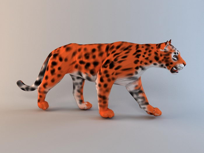 Animated Golden Leopard 3d rendering