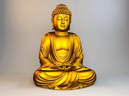 Gold Buddha Statue 3d model preview