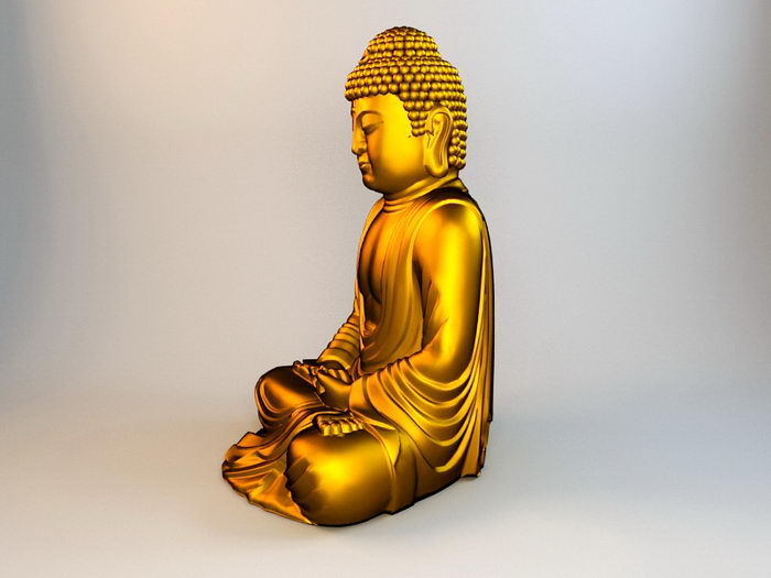 Gold Buddha Statue 3d rendering