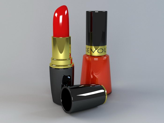 Lipstick and Nail Polish 3d rendering