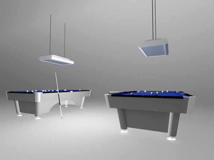 Billiard Tables with Lights 3d rendering