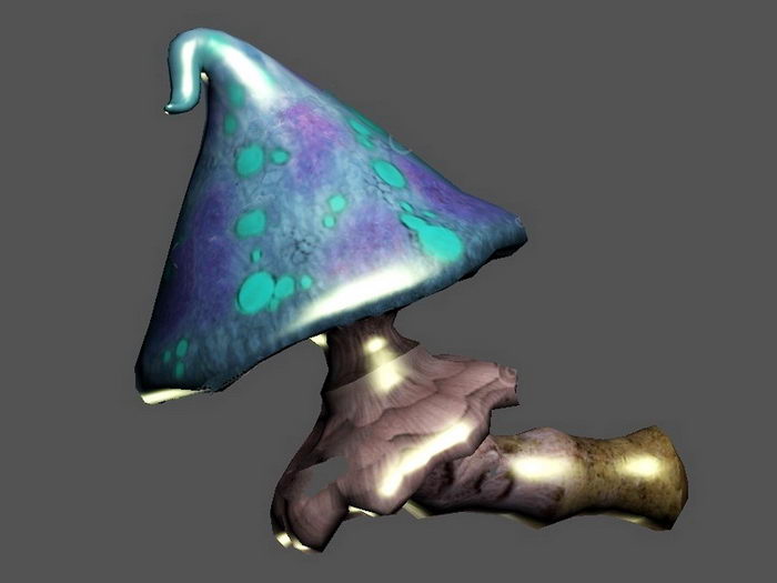 Blue Fantasy Mushroom 3d rendering