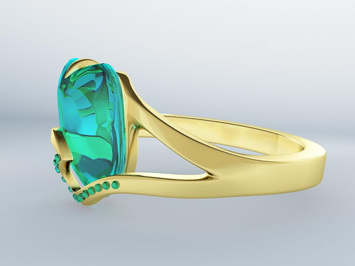 Aquamarine Ring 3d rendering