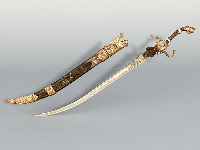 Middle Eastern Sword 3d rendering