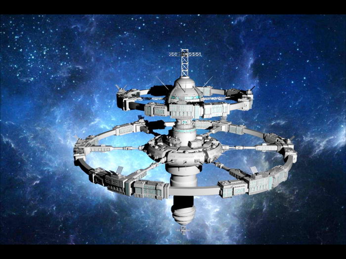 Sci-Fi Space Station 3d rendering