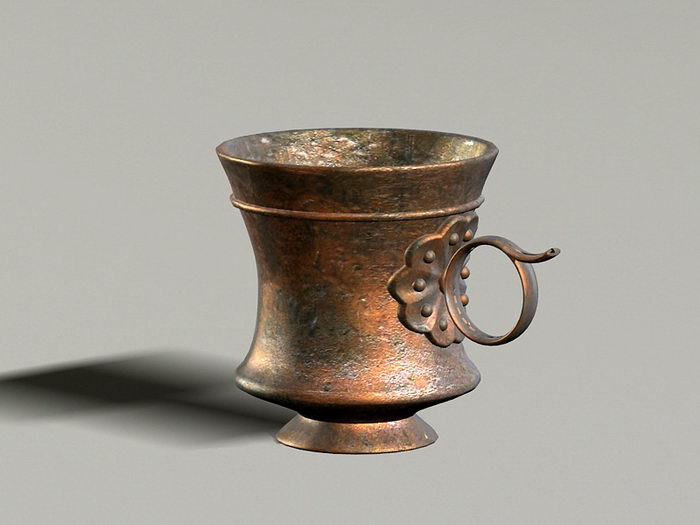 Antique Brass Cup 3d rendering