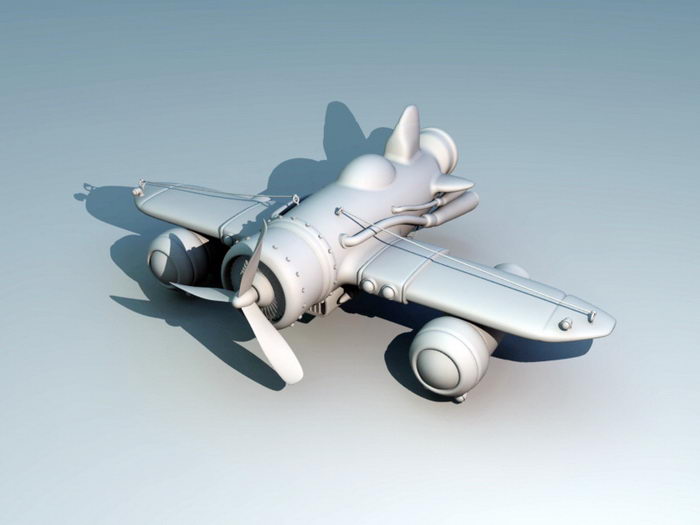 Steampunk Airplane 3d rendering