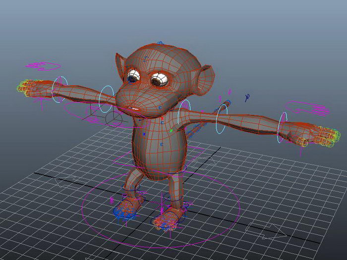 Cartoon Monkey Rig 3d rendering