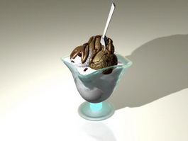 Glass of Ice Cream 3d model preview