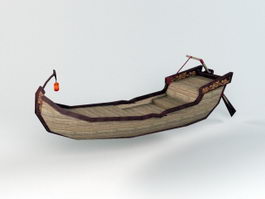 Antique Canoe Row Boat 3d model preview