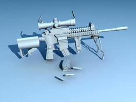 Assault Rifle with Magazine 3d model preview
