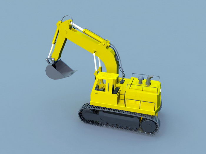 Animated Excavator 3d rendering