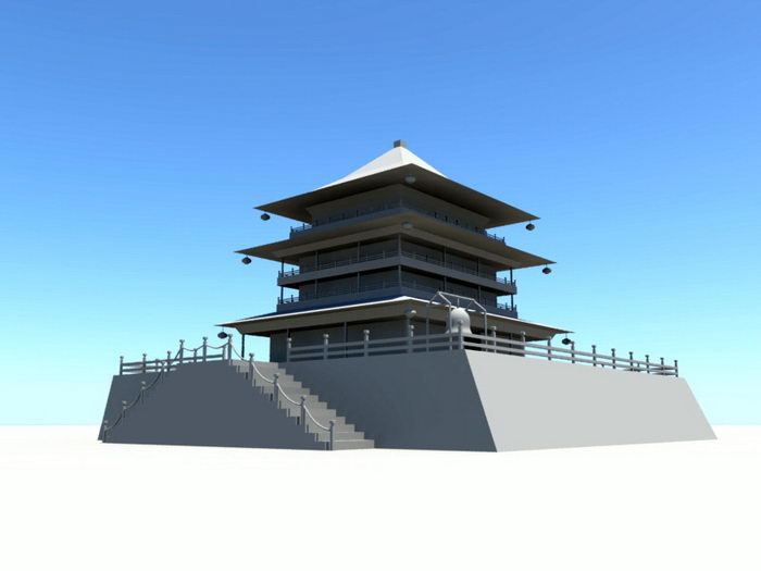 Bell Tower of Xi'an 3d rendering