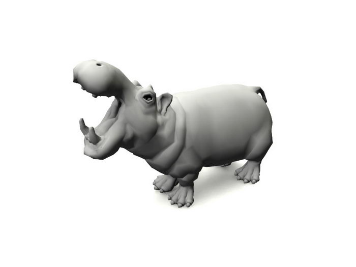 Animated Hippo Rig 3d model - CadNav