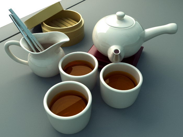 Traditional Chinese Tea Set 3d rendering