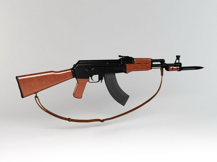 AK-47 with Bayonet 3d rendering