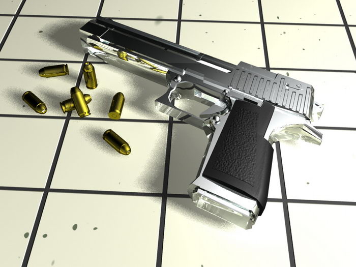 Desert Eagle Pistol with Ammunition 3d rendering