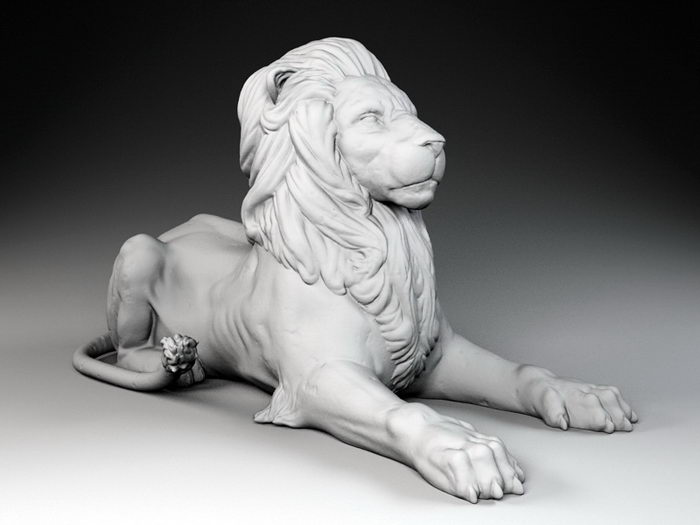Ancient Lion Sculpture 3d rendering