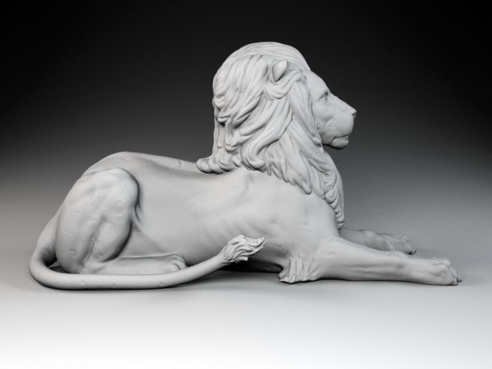 Ancient Lion Sculpture 3d rendering