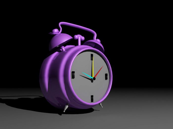 Purple Alarm Clock 3d rendering