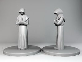 Medieval Monk Statue 3d preview
