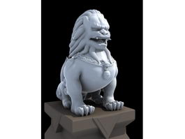 Stone Lion Sculpture 3d model preview