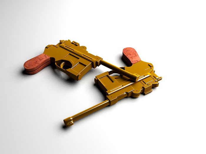 Mauser 9mm Luger 3d rendering