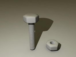 Hexagon Bolt and Nut 3d model preview