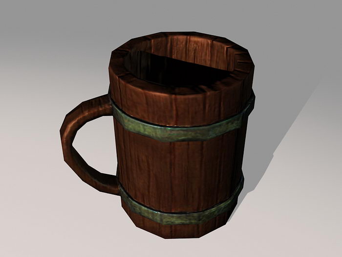 Medieval Wooden Beer Mug 3d rendering