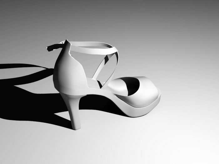 Sandals Platform High Heels Shoe 3d rendering