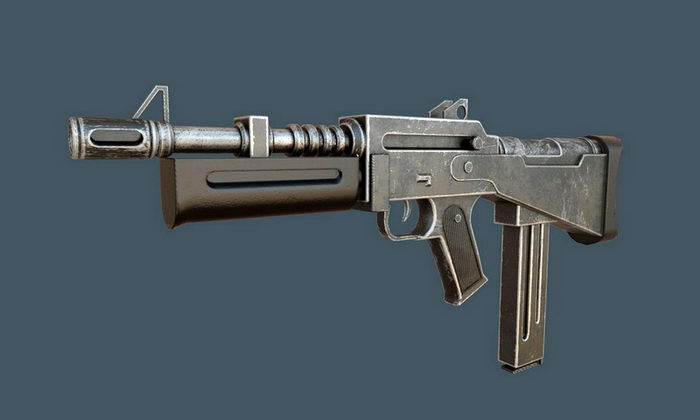 Modern Submachine Gun 3d rendering