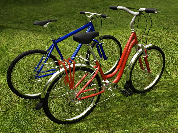 Two Bicycles 3d rendering