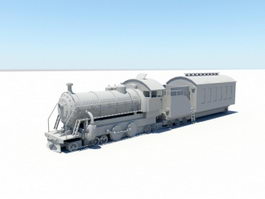 Vintage Steam Train 3d model preview