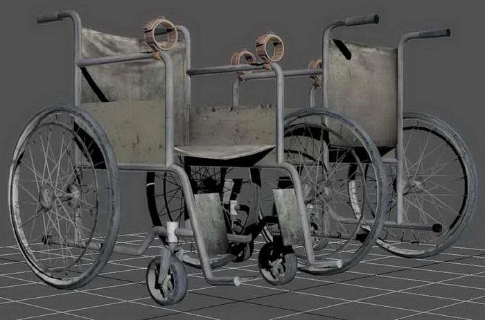 Wheelchair with Shackle 3d rendering