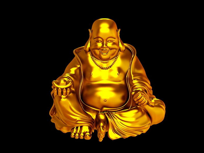 Golden Buddha Statue 3d rendering