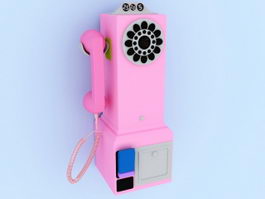Pink Wall Telephone 3d model preview