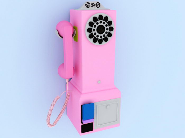 Pink Wall Telephone 3d rendering