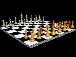 Wood Chess Set 3d preview