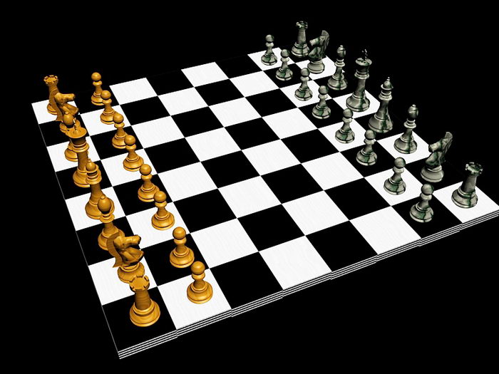 Wood Chess Set 3d rendering