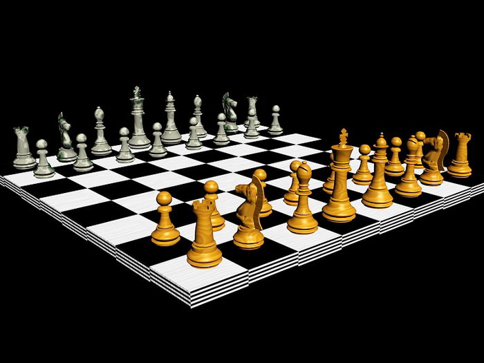 Wood Chess Set 3d rendering