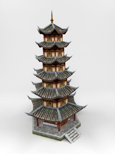 Chinese Pagoda Architecture 3d rendering