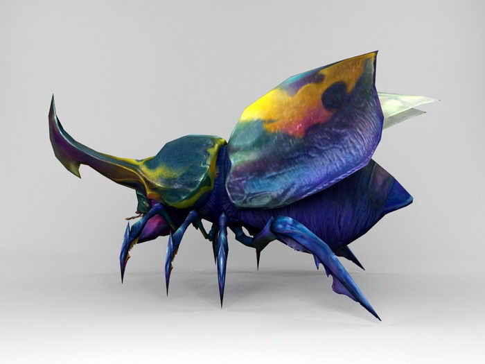 Japanese Unicorn Beetle 3d rendering