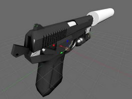 QSZ-92 Pistol with Silencer 3d model preview