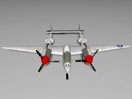 WW2 P-38 Lightning 3d model preview