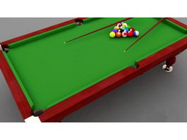 Pool Table with Equipment 3d preview