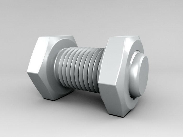 Nut and Bolt 3d rendering