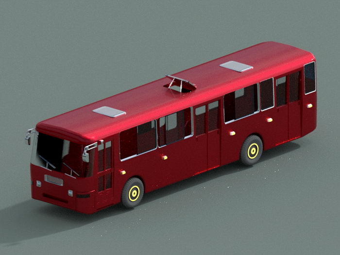 Red Bus 3d rendering
