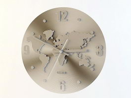 World Map Wall Clock 3d model preview
