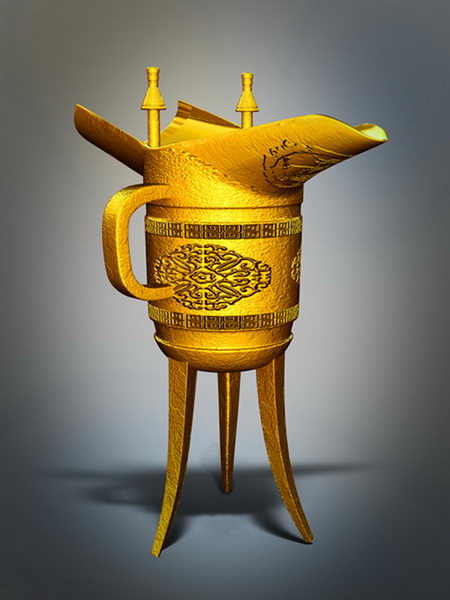 Ancient Chinese Wine Cup 3d rendering